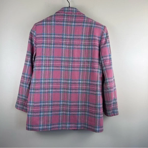 Vintage wool blend plaid‎ blazer riding jacket size 12P - Picture 7 of 9